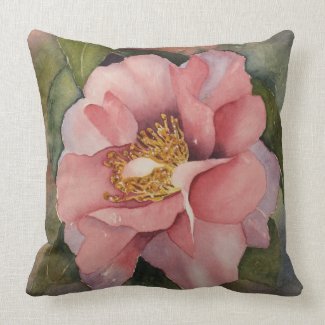 Pink Camellia watercolor Pillows