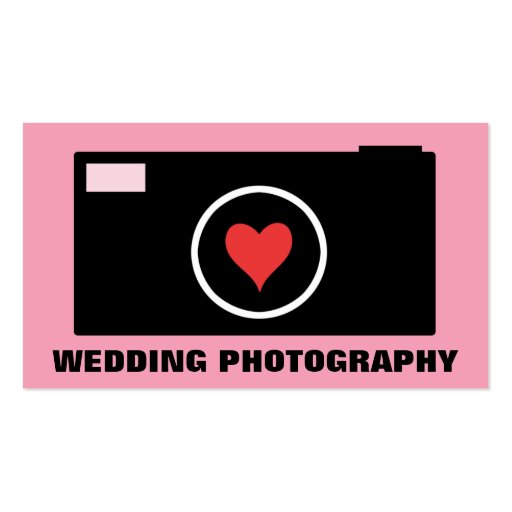 Pink Camera Wedding Photography Business Card (front side)