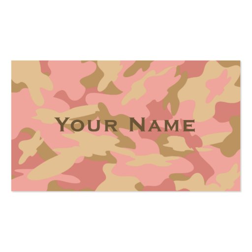 Pink Camo Contact Card / Profile Card Business Cards (back side)