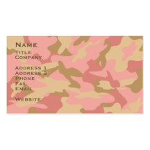 Pink Camo Contact Card / Profile Card Business Cards