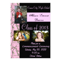 Pink Camo Graduation announcement