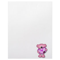 pink camo heart bear custom letterhead