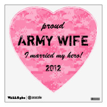 Pink Camo Heart Proud Army Wife wall decals