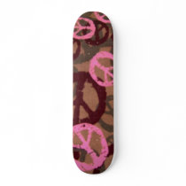 Pink Camo Look Peace Signs Skateboard by pammys Pink Camo Look Peace Signs Skateboard