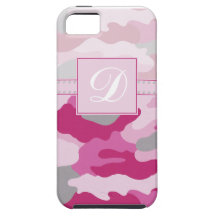 Pink Camo Monogram iPhone 5 Covers