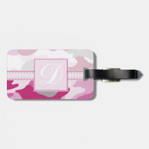 Pink Camo Monogram Tags For Bags