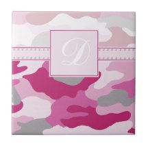 Pink Camo Monogram Tile