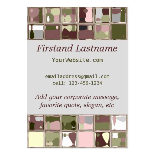 Pink Camo Nature Tile Art Custom Business Cards