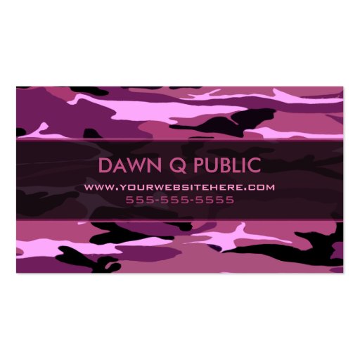 Pink Camo Pattern Business Card (front side)