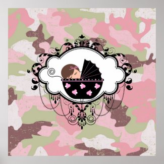 Pink Camouflage Baby Girl Wall Art Poster