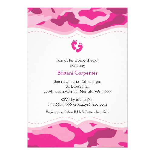 Pink Camouflage Girl Baby Shower Invitation