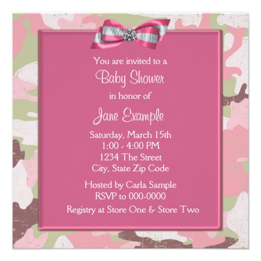 Pink Camouflage Princess Baby Shower Personalized Announcements