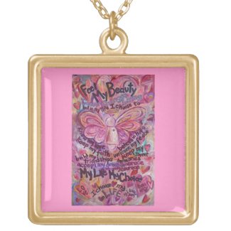 Pink Cancer Angel Feel Beauty Poem Charm Necklace