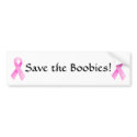 Pink cancer ribbon, Save the Boobies! -2 bumper stickers