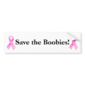 Pink cancer ribbon, Save the Boobies! -3 bumper stickers