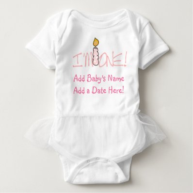 Pink Candle I&#39;m One Personalized Baby T-shirt