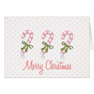 Pink Candy Cane Greeting Card