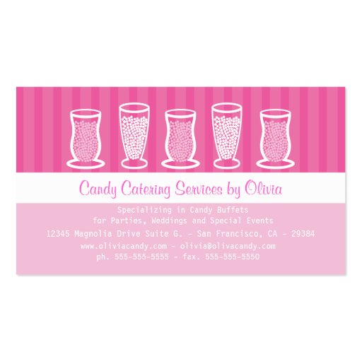 Pink Candy Catering Business Card (front side)