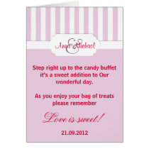 Pink candy stripe Candy Buffet Poem Card