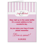 Pink candy stripe Candy Buffet Poem Card
