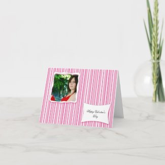 Pink Candy Stripe Photo Valentine Greeting Card card