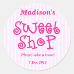 Pink Candy stripe Sweet Shop Sticker