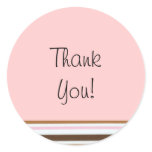 Pink Candy Stripe Thank You Label Round Sticker