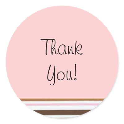 Pink Candy Stripe Thank You Label Round Sticker by DawnyBelle