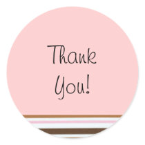 Pink Candy Stripe Thank You Label stickers