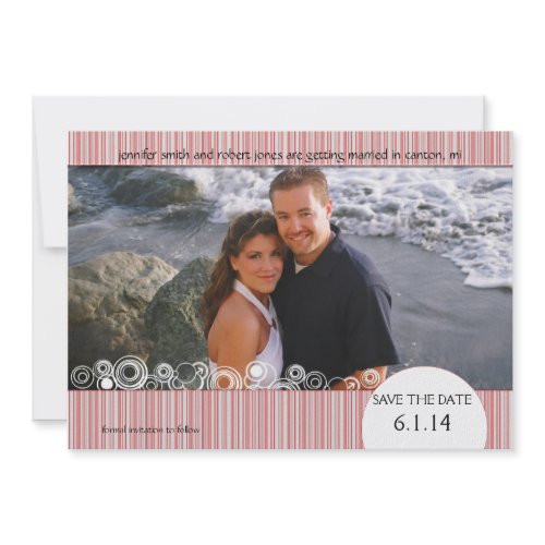 Pink Candystripe Border Photo Save the Date invitation