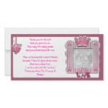 Pink candystripe frame Thank You Card from baby Photo Card Template