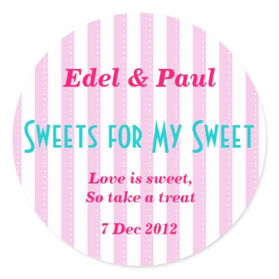 Pink candystripe &quot;Sweets for my Sweet&quot; Sticker