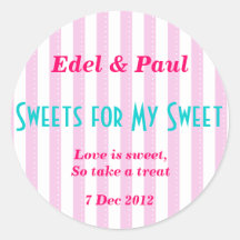 Pink candystripe "Sweets for my Sweet" Sticker
