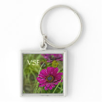 Pink Cape Daisy Flower initial keychain keychains