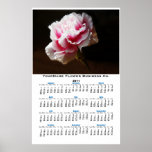 Pink Carnation Floral Wall Calendar Poster