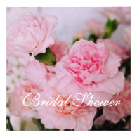 Pink carnation flowers bridal shower invitation