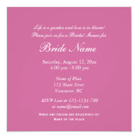 Pink carnation flowers bridal shower invitation custom announcements