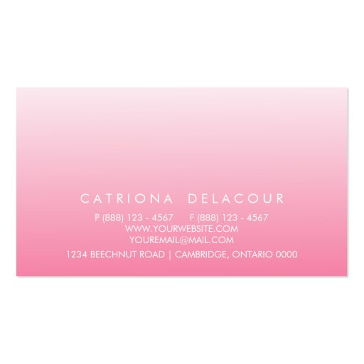 Pink Carnation Ombre Gradient Mod Business Card (front side)