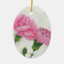 Pink Carnations 3 Christmas Ornaments