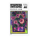 pink carnations abstract postage