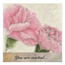 Pink Carnations Invitation invitations