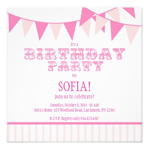 Pink Carnival Birthday Party Invite