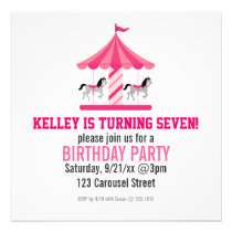 Pink Carousel Birthday Party Invitation
