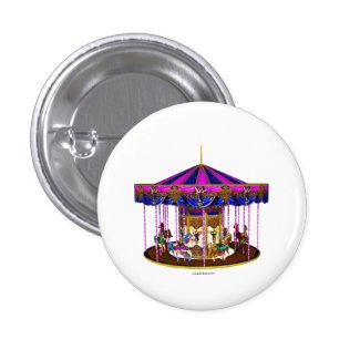 Pink Carousel Button Pin