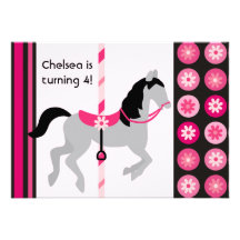 Pink Carousel Horse Birthday Invitation