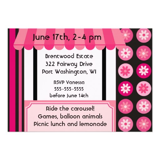 Pink Carousel Horse Birthday Invitation