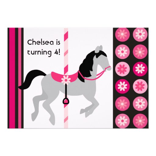 Pink Carousel Horse Birthday Invitation