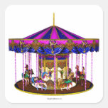 Pink Carousel Square Stickers