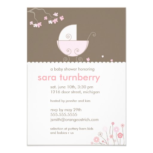 Pink Carriage Baby Shower Invitation