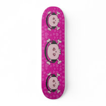 Pink Cartoon DJ Skulls With Headphones & Hearts Skate Decks